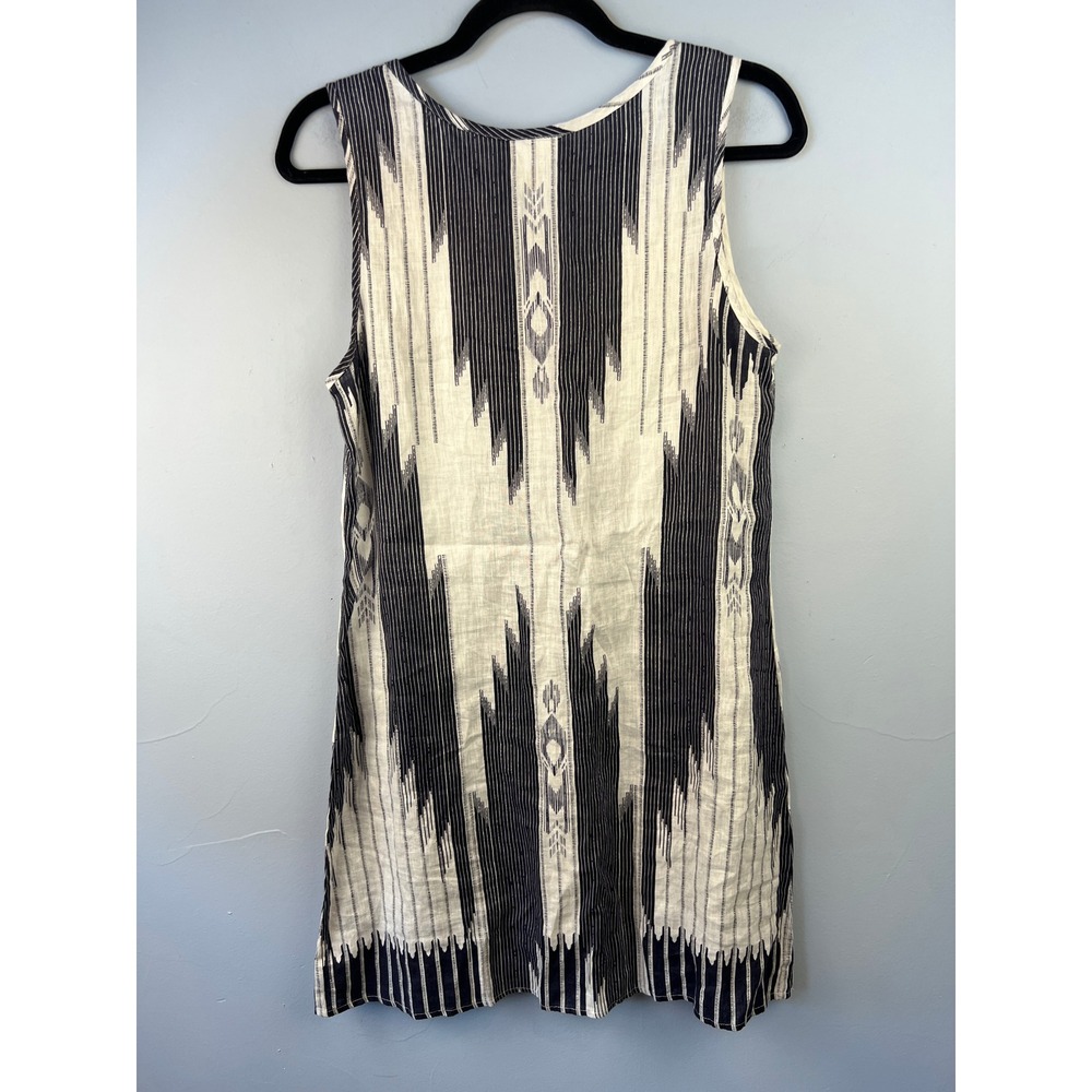 Cynthia Rowley Navy White 100% Linen Sleeveless Dress SZ6 Aztec Southwestern - Picture 6 of 6